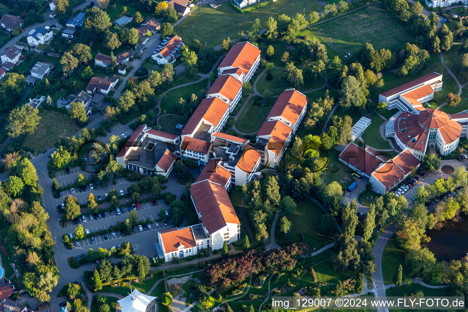 Building of the Spa and Event house with Klinik an der schoenen Moos in Bad Saulgau in the state Baden-Wuerttemberg, Germany