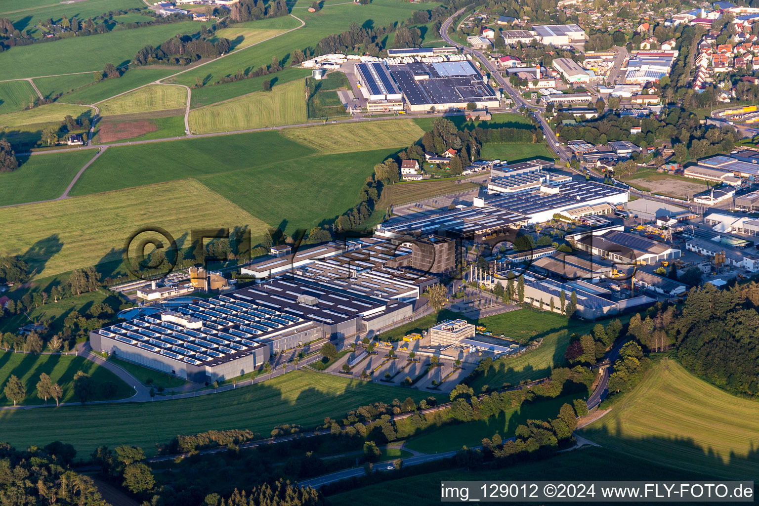 Building and production halls of KNOLL Maschinenbau GmbH on the premises in Bad Saulgau in the state Baden-Wuerttemberg, Germany