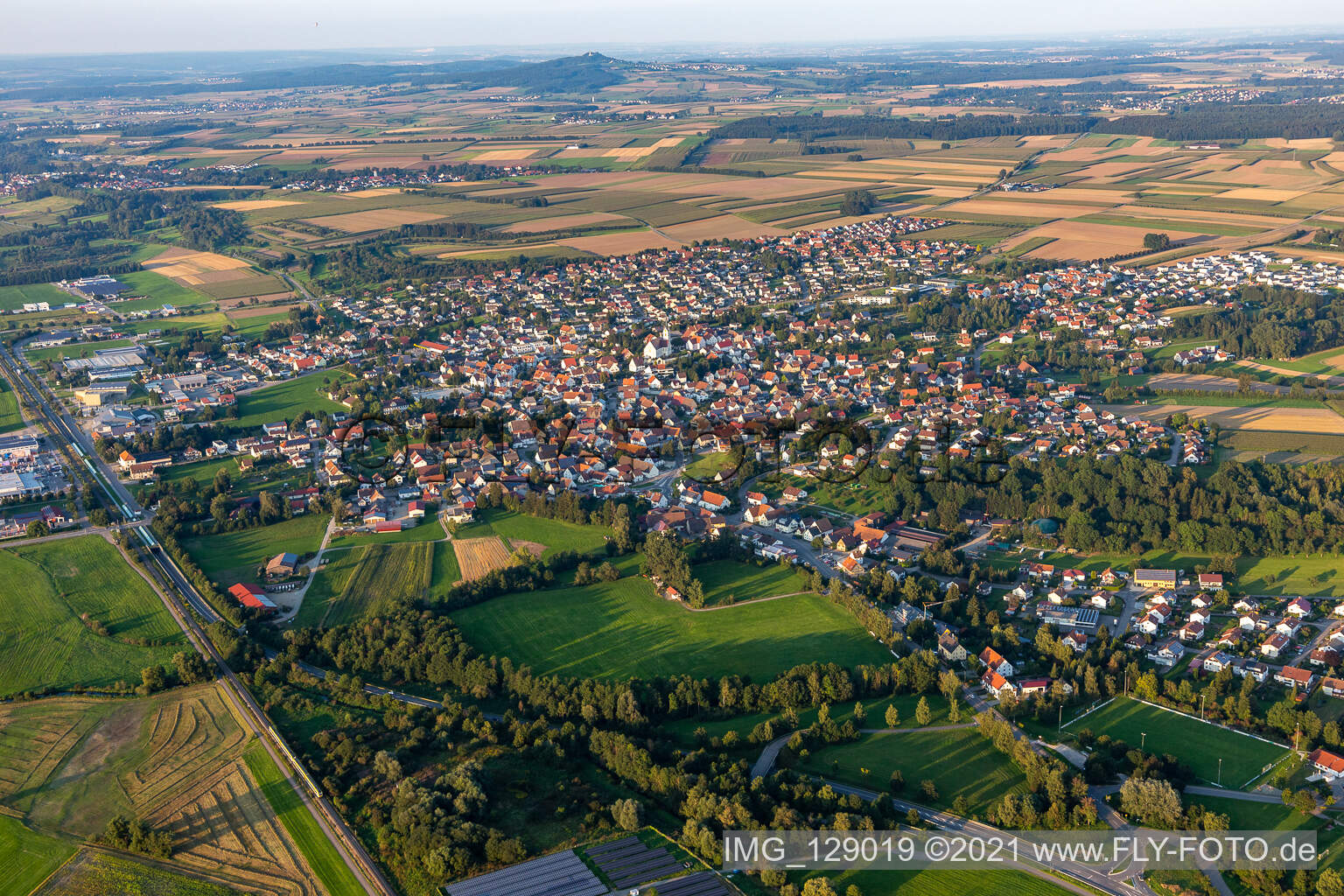 Aerial view of Ertingen in the state Baden-Wuerttemberg, Germany