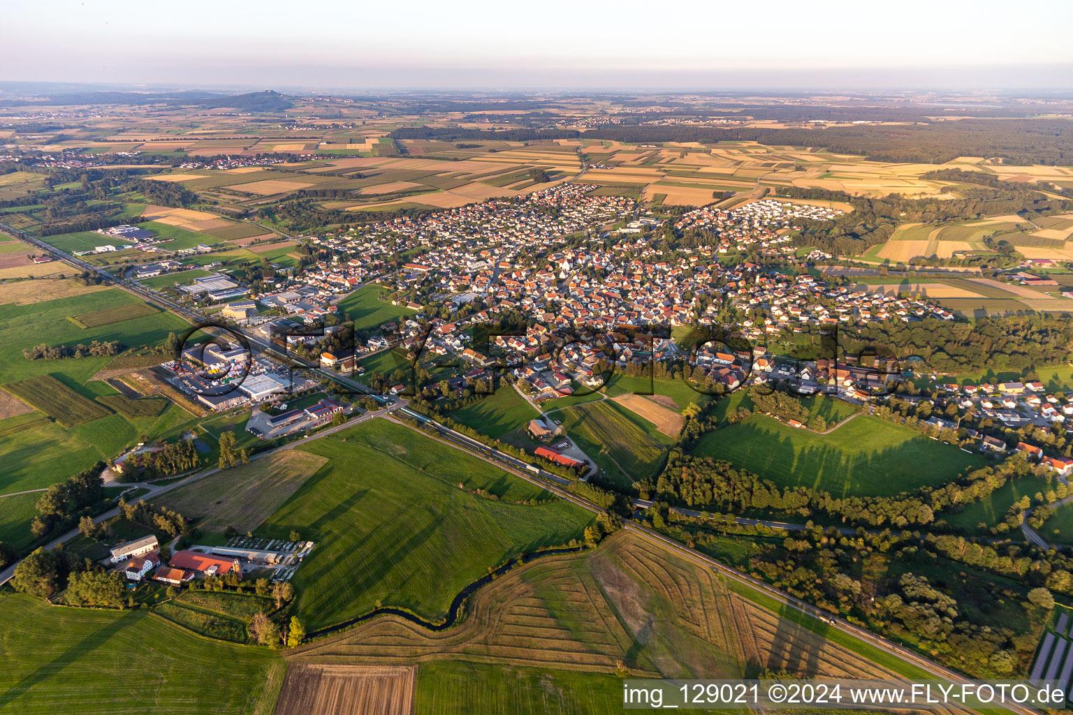 Town View of the streets and houses of the residential areas in Ertingen in the state Baden-Wuerttemberg, Germany