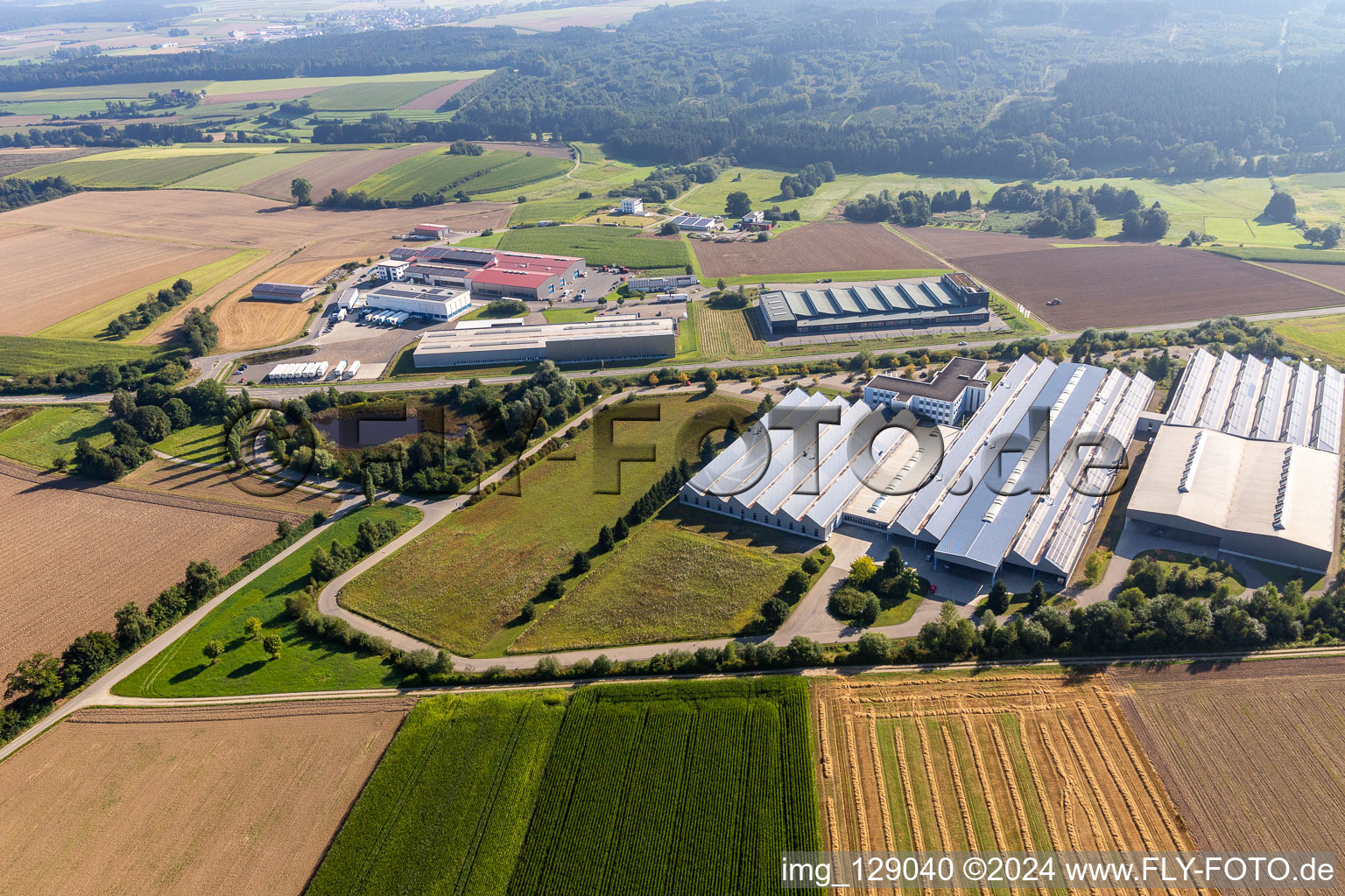 Aerial view of PAUL Maschinenfabrik GmbH & Co. KG in Dürmentingen in the state Baden-Wuerttemberg, Germany