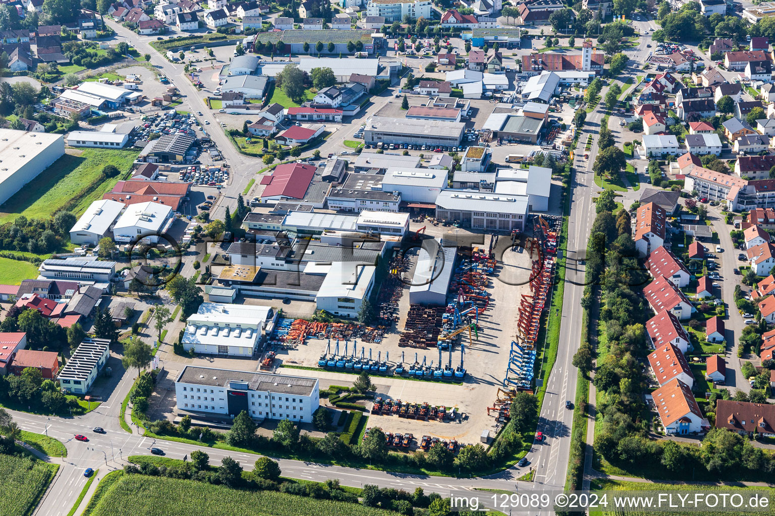 Construction Vehicle trade building of specialist dealer Kiesel GmbH in Baienfurt in the state Baden-Wuerttemberg, Germany