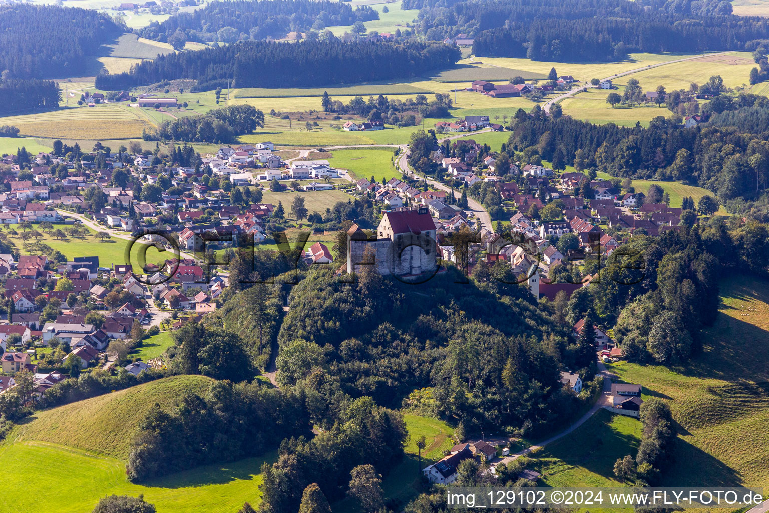 Walls of the castle complex on the plateau " Schloss Waldburg " in Waldburg in the state Baden-Wuerttemberg, Germany