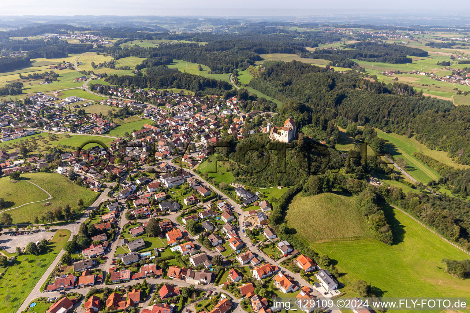 Walls of the castle complex on the plateau " Schloss Waldburg " in Waldburg in the state Baden-Wuerttemberg, Germany