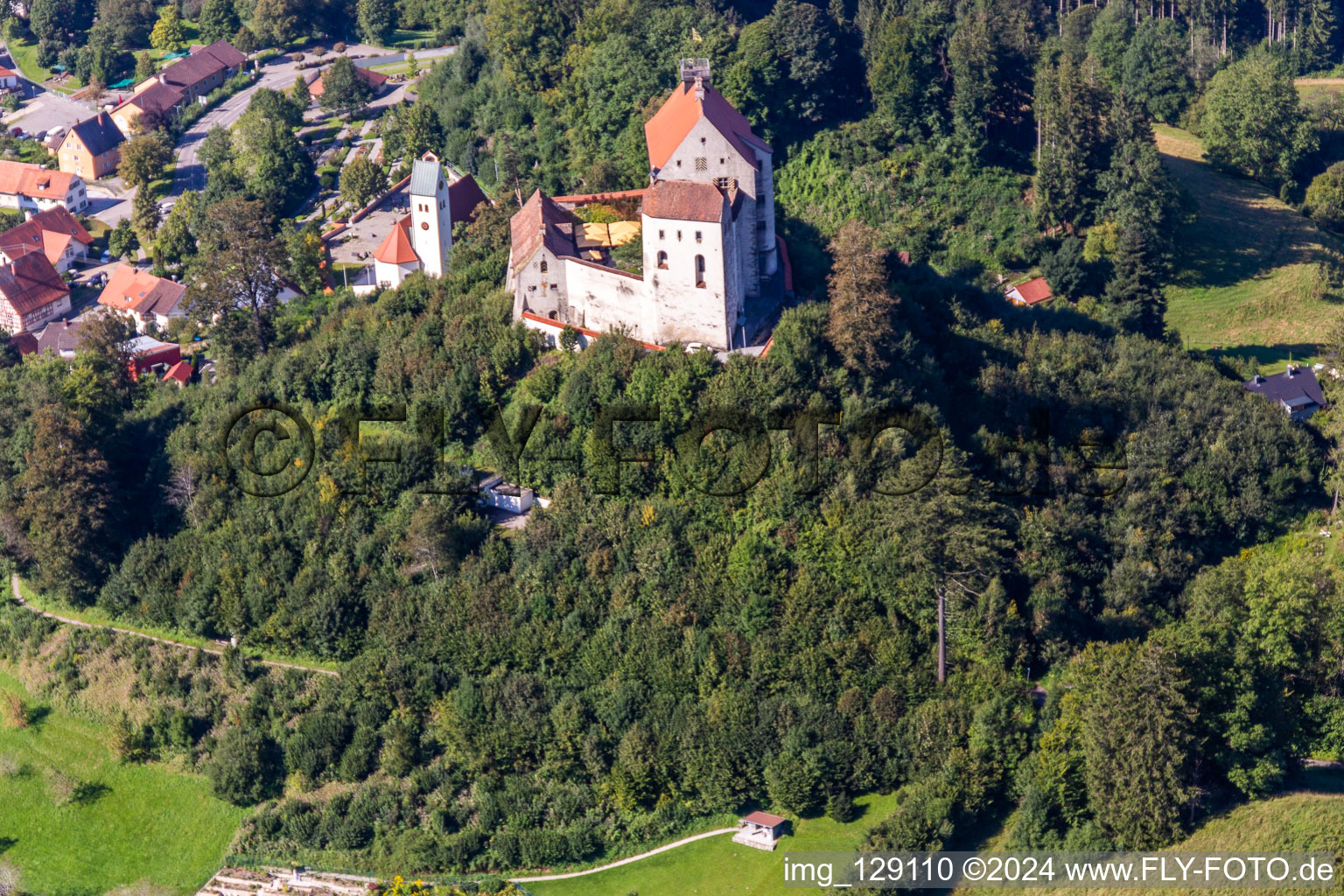 Aerial photograpy of Castle Waldburg in the district Sieberatsreute in Waldburg in the state Baden-Wuerttemberg, Germany