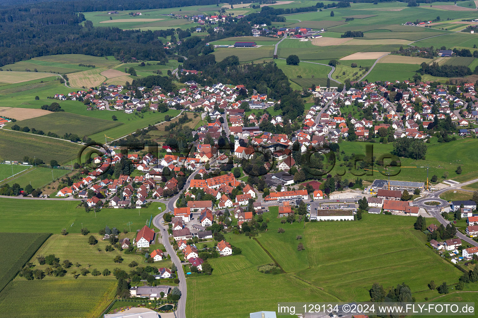 Aerial view of District Siegenwieden in Bergatreute in the state Baden-Wuerttemberg, Germany