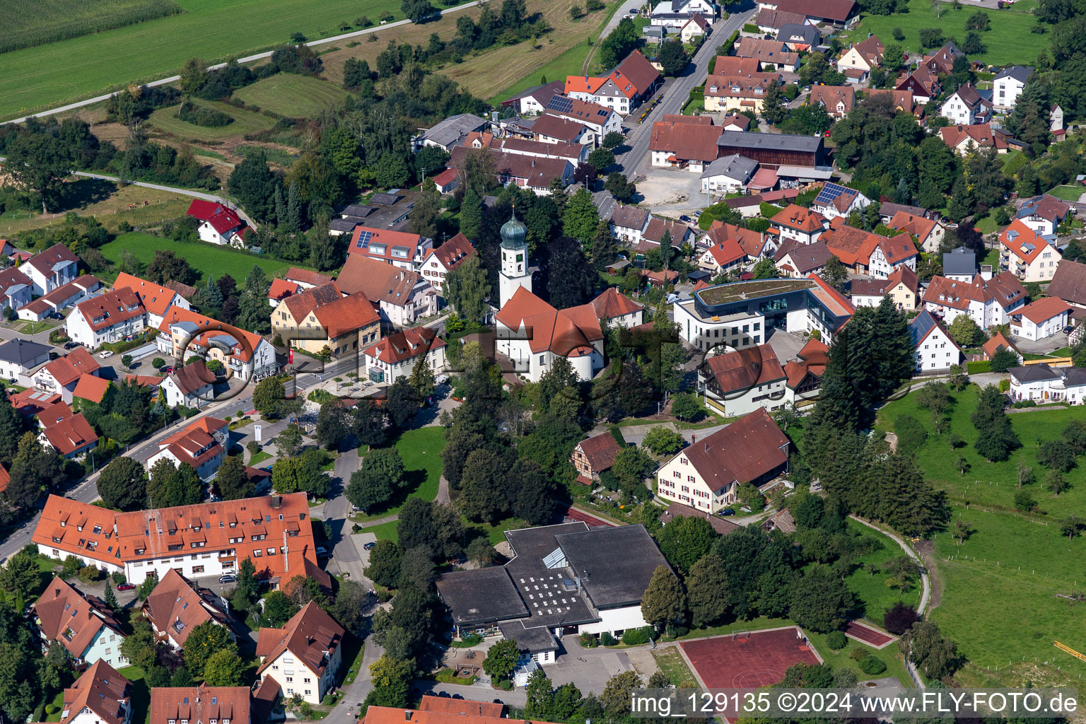 Church building of St. Philippus and Jakobus in the village of in Bergatreute in the state Baden-Wuerttemberg, Germany