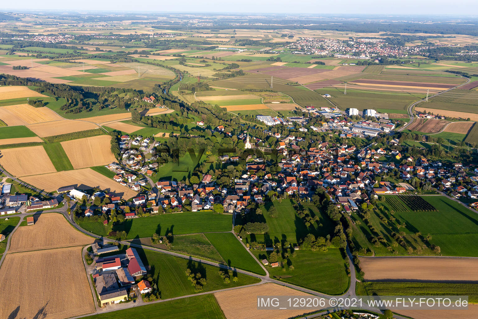 Aerial photograpy of Ertingen in the state Baden-Wuerttemberg, Germany