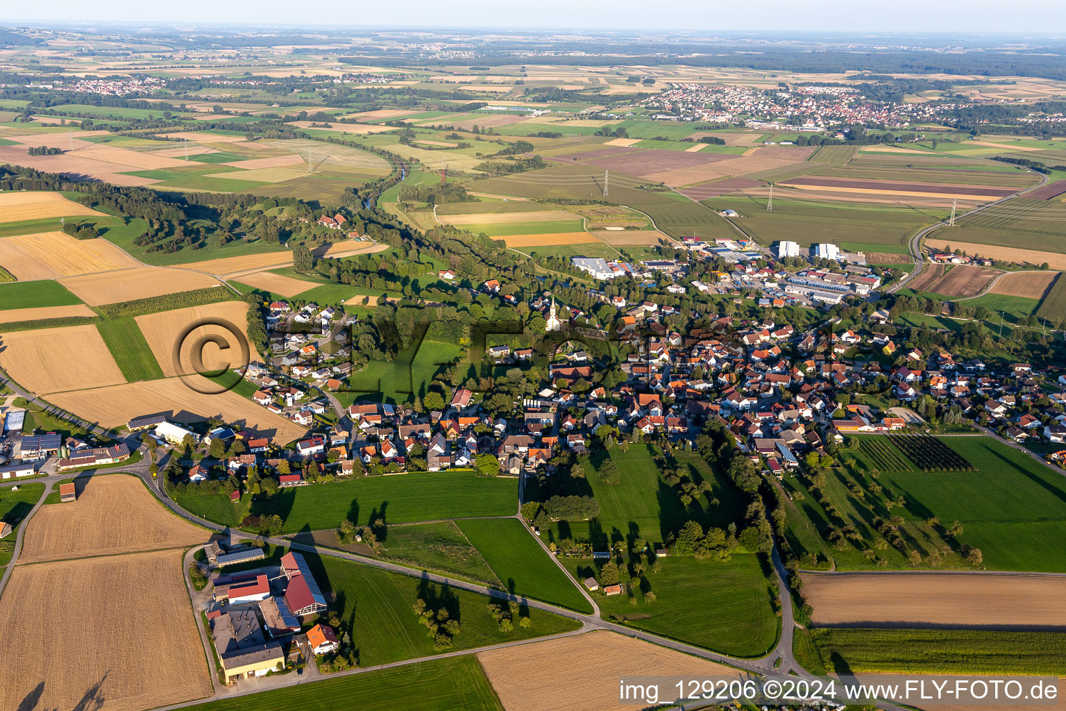 Aerial photograpy of Ertingen in the state Baden-Wuerttemberg, Germany