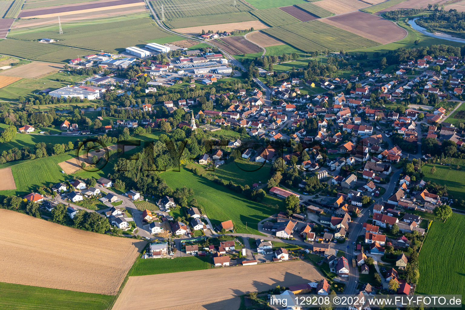 Aerial view of District Binzwangen in Ertingen in the state Baden-Wuerttemberg, Germany