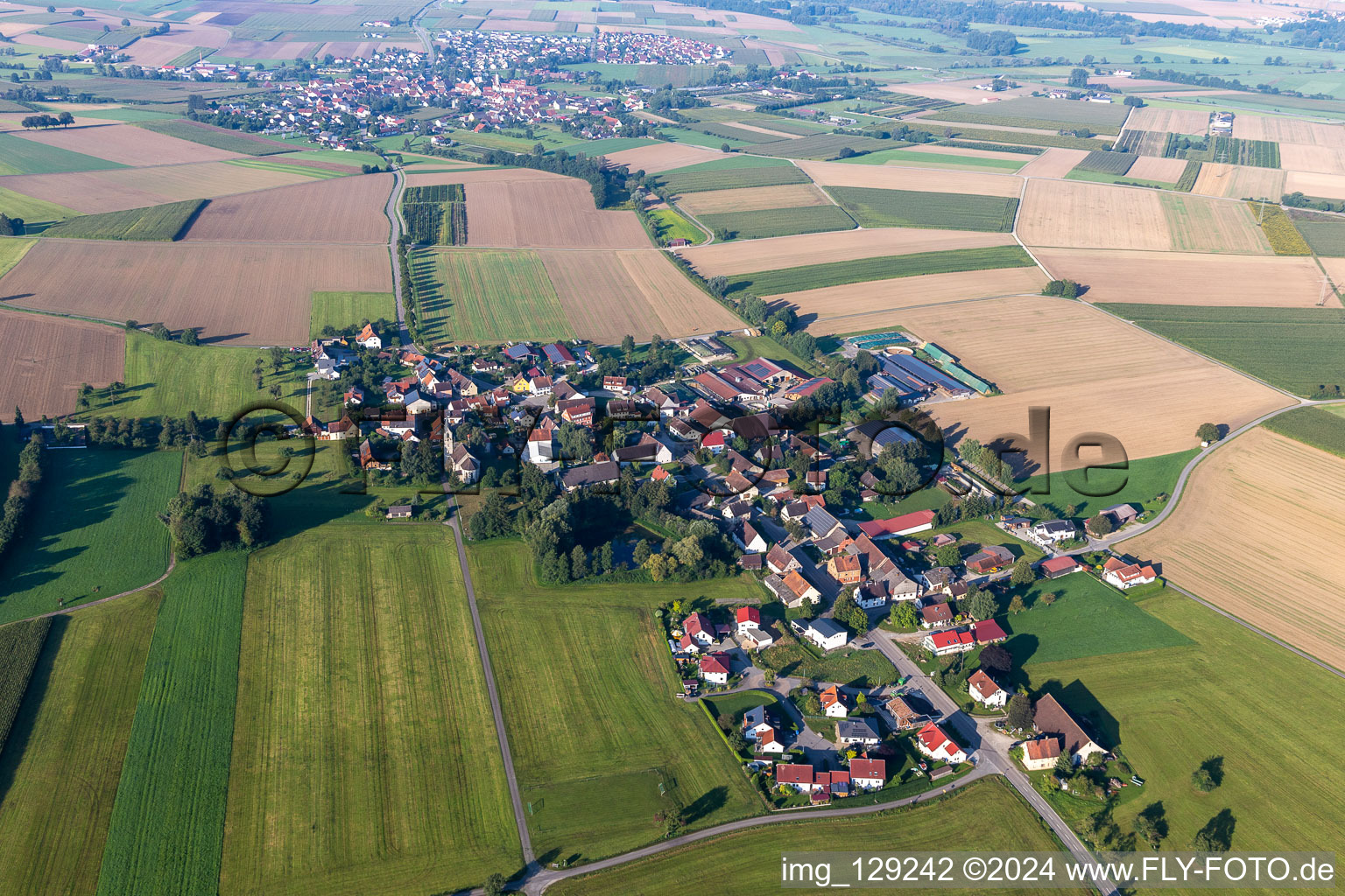 Aerial view of District Möhringen in Unlingen in the state Baden-Wuerttemberg, Germany