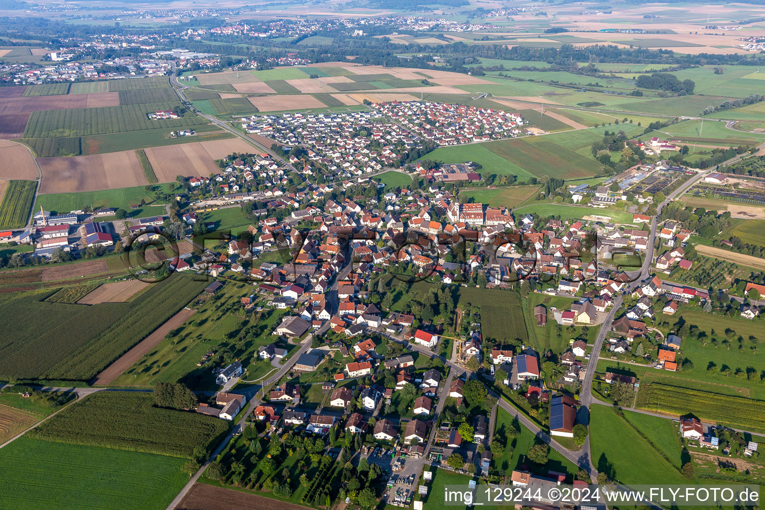 Oblique view of Unlingen in the state Baden-Wuerttemberg, Germany