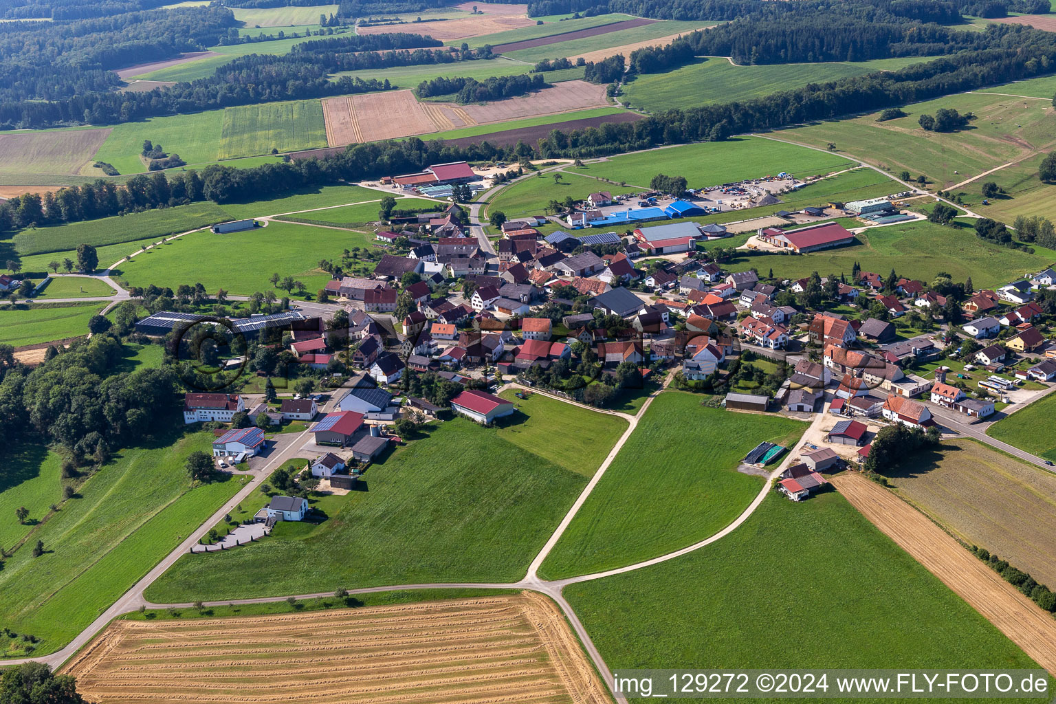 Oblique view of Langenenslingen in the state Baden-Wuerttemberg, Germany