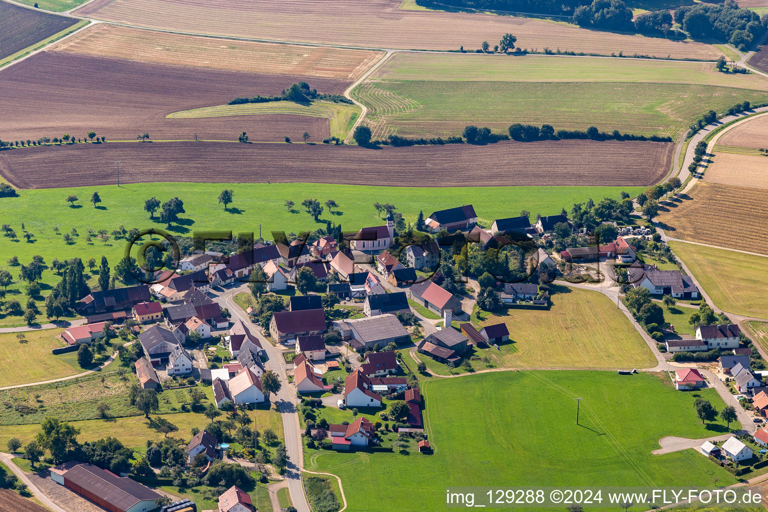 Aerial view of District Billafingen in Langenenslingen in the state Baden-Wuerttemberg, Germany