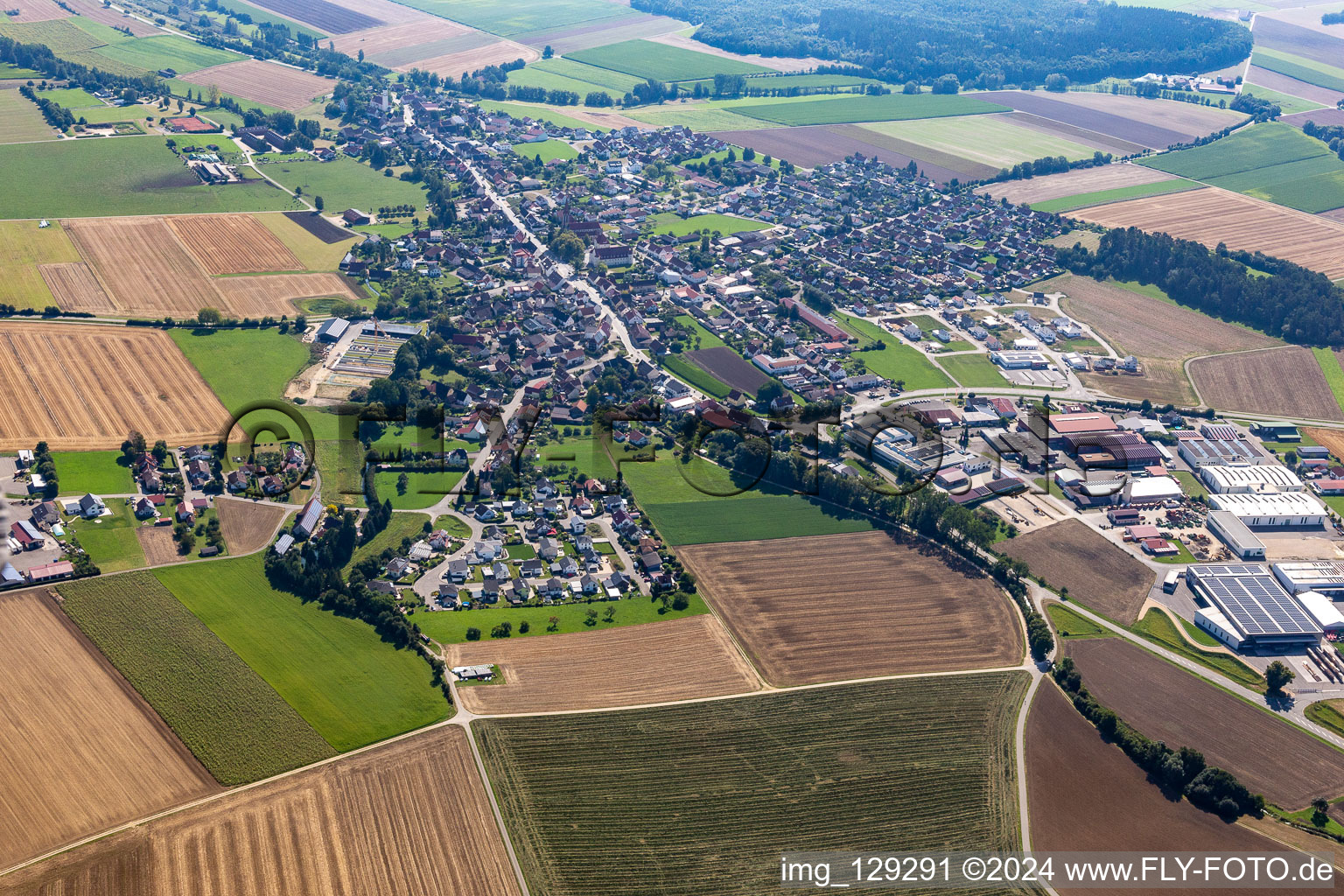 Aerial view of Langenenslingen in the state Baden-Wuerttemberg, Germany