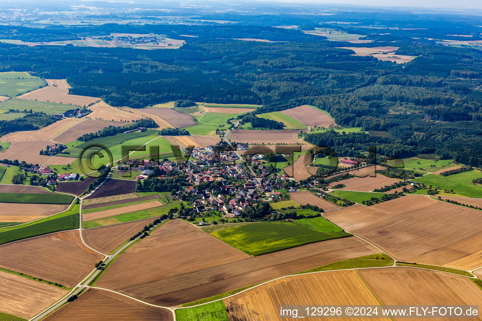 Aerial view of District Wilflingen in Langenenslingen in the state Baden-Wuerttemberg, Germany