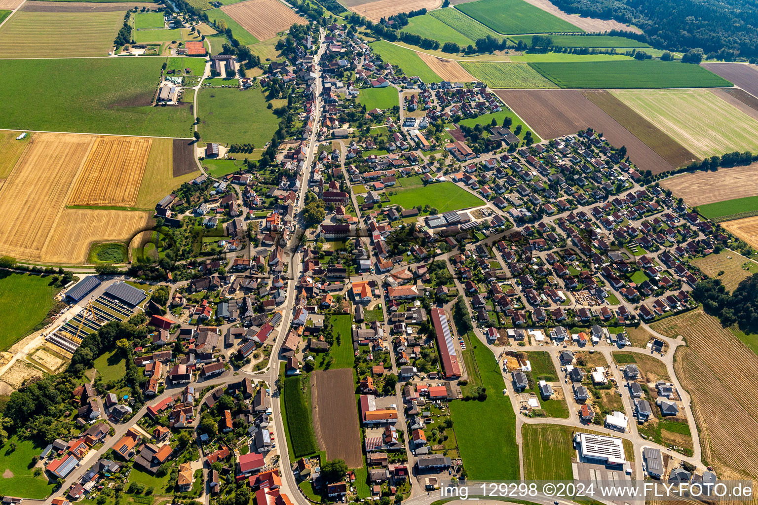 Oblique view of Langenenslingen in the state Baden-Wuerttemberg, Germany