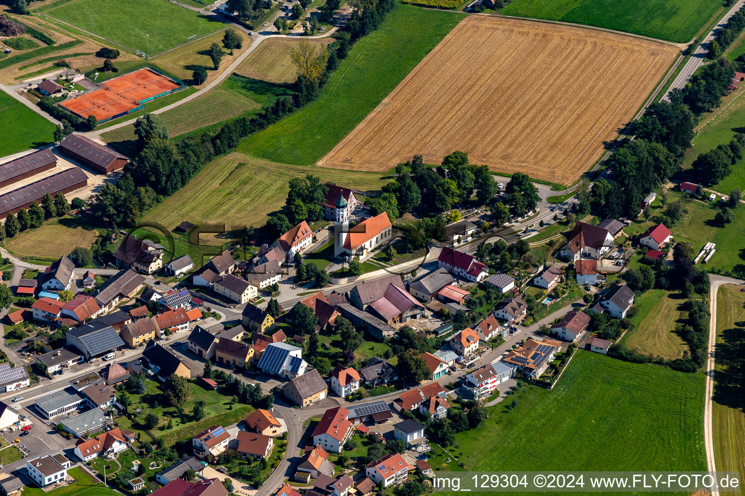 Church building of Mauritius in the village of in Langenenslingen in the state Baden-Wuerttemberg, Germany