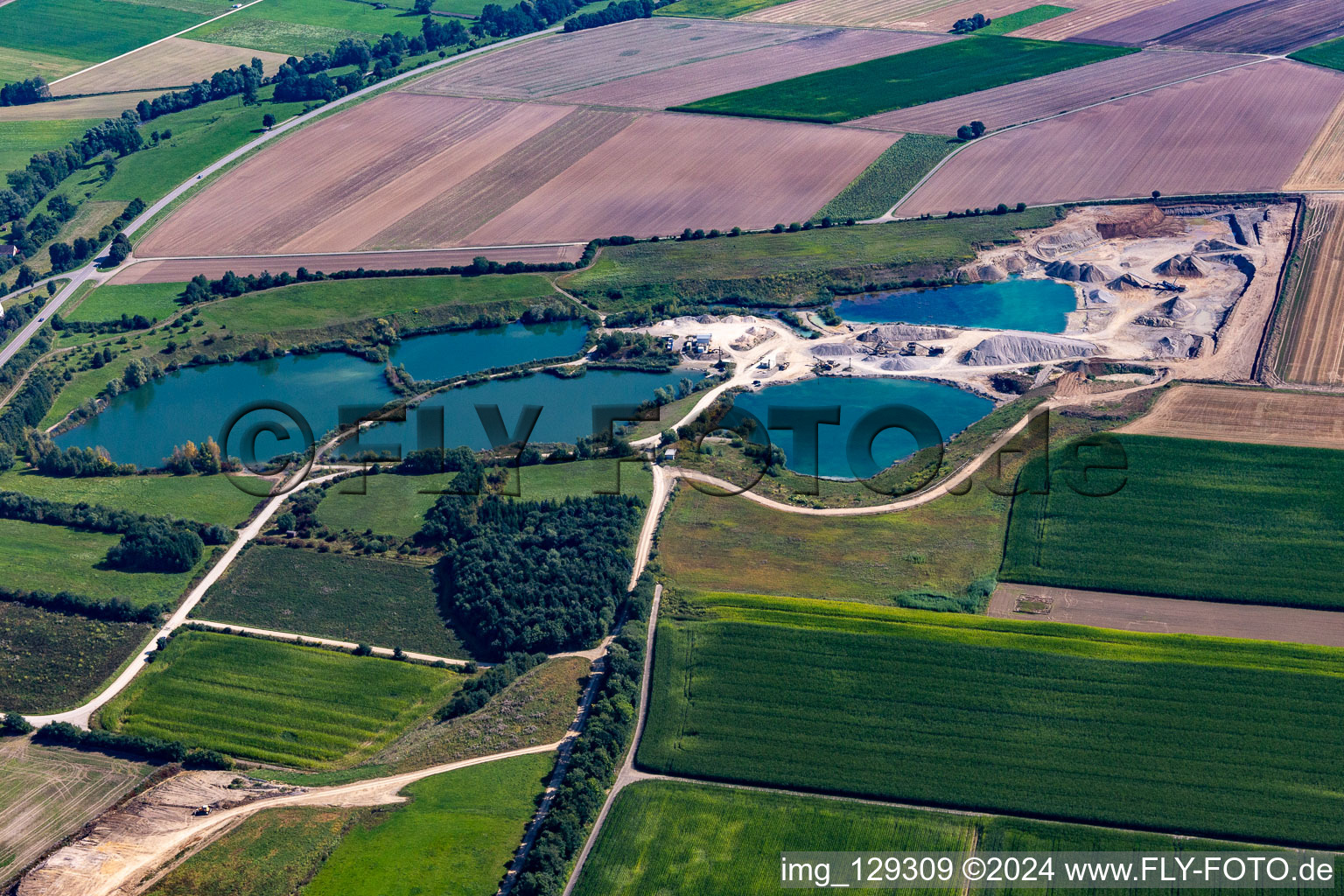 Gravel pond in the district Andelfingen in Langenenslingen in the state Baden-Wuerttemberg, Germany