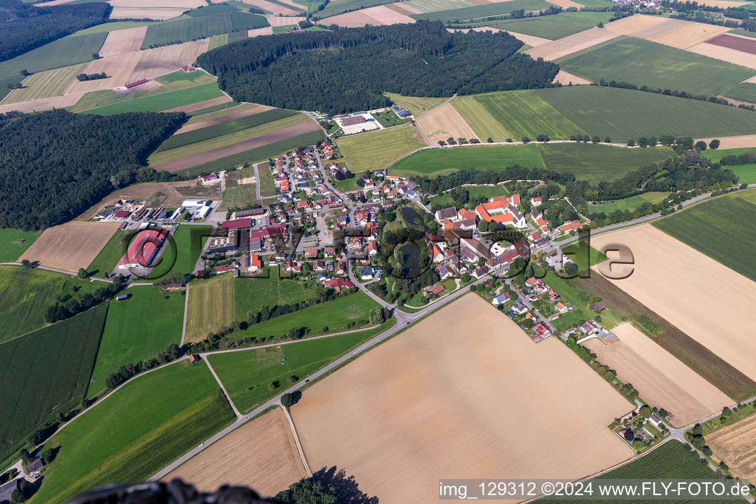 Aerial view of District Heiligkreuztal in Altheim in the state Baden-Wuerttemberg, Germany