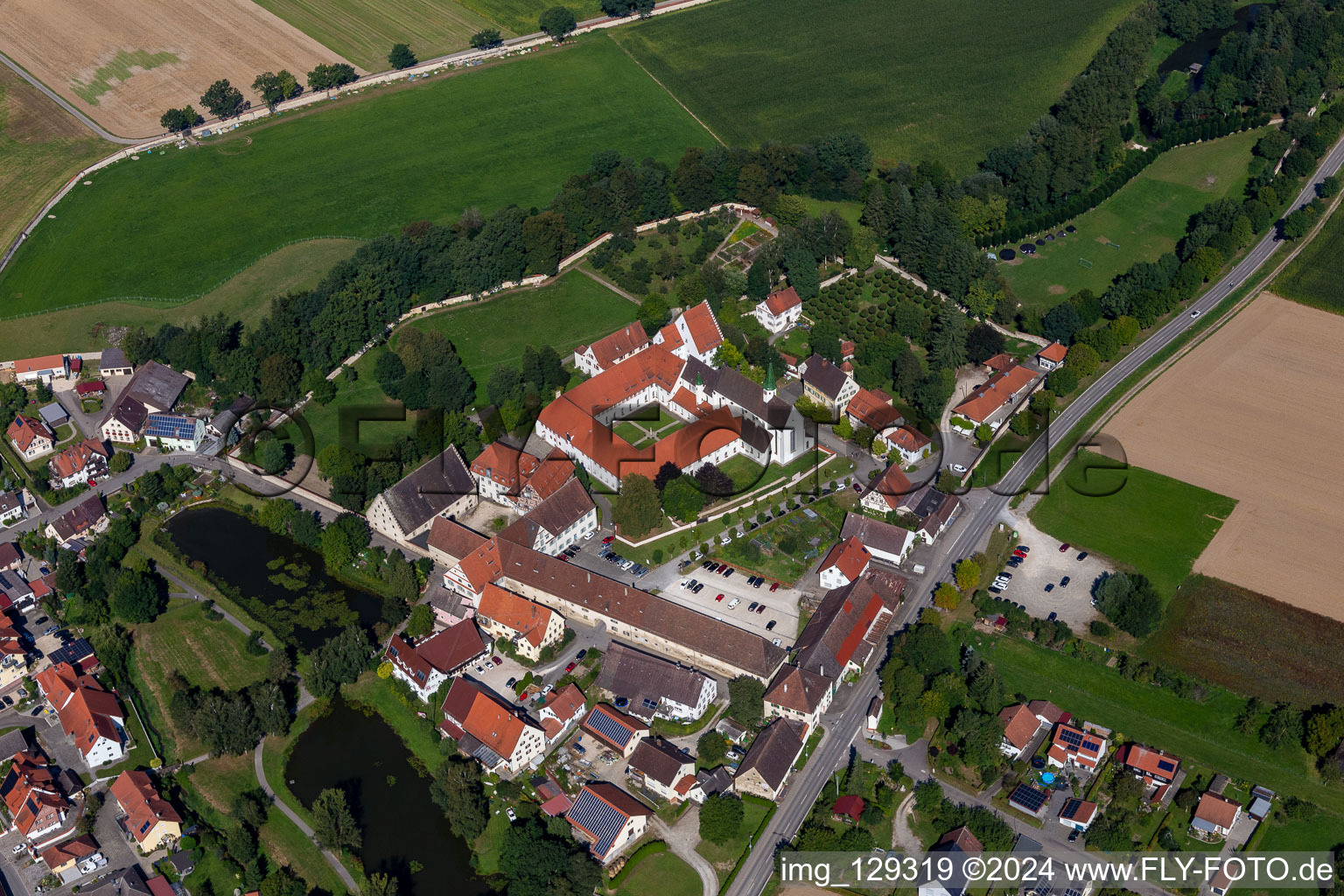 Aerial photograpy of St. Anna-Münster, Conference Center Monastery Heiligkreuztal in the district Heiligkreuztal in Altheim in the state Baden-Wuerttemberg, Germany