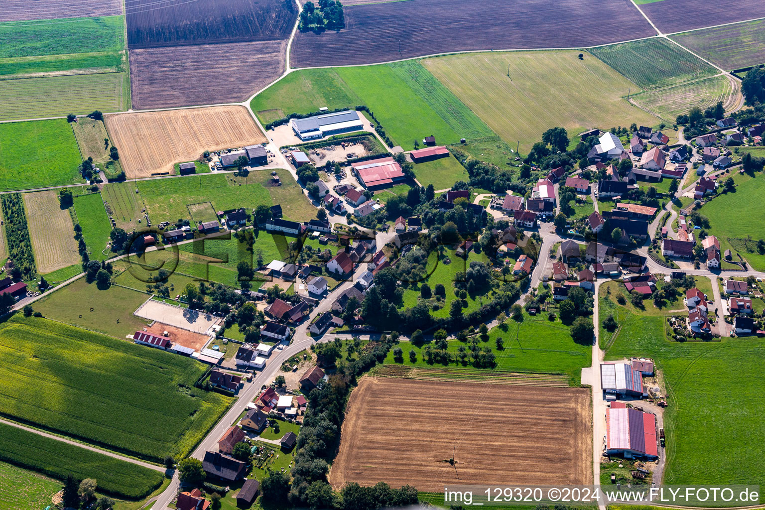 Aerial view of District Waldhausen in Altheim in the state Baden-Wuerttemberg, Germany