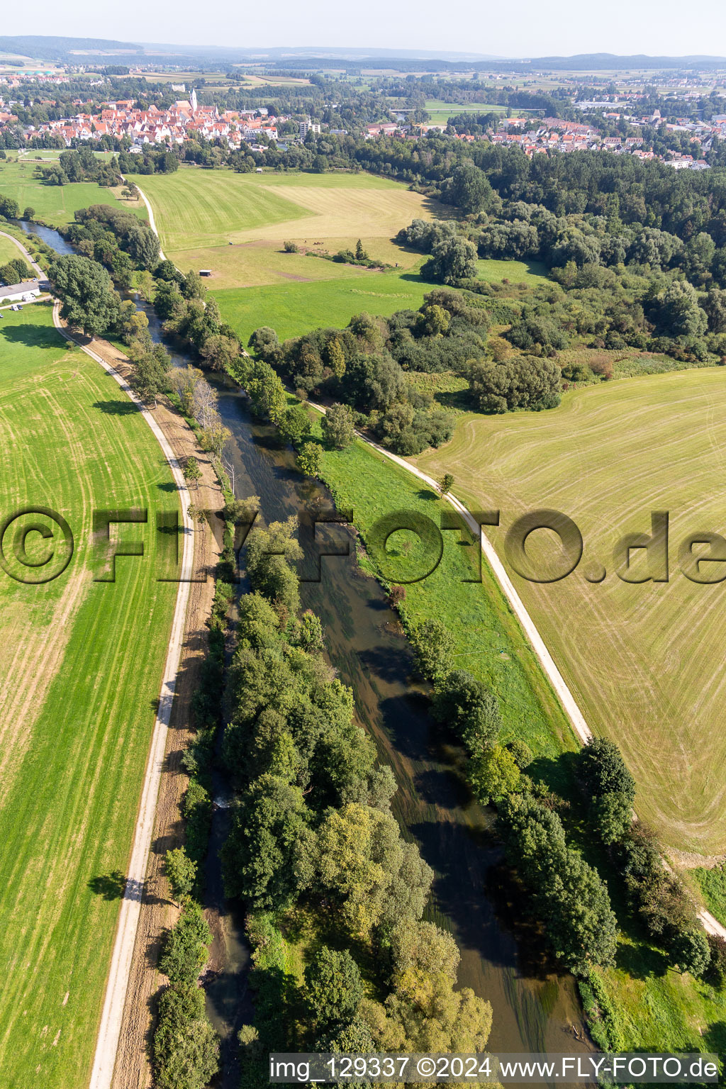 Aerial view of Danube in Riedlingen in the state Baden-Wuerttemberg, Germany