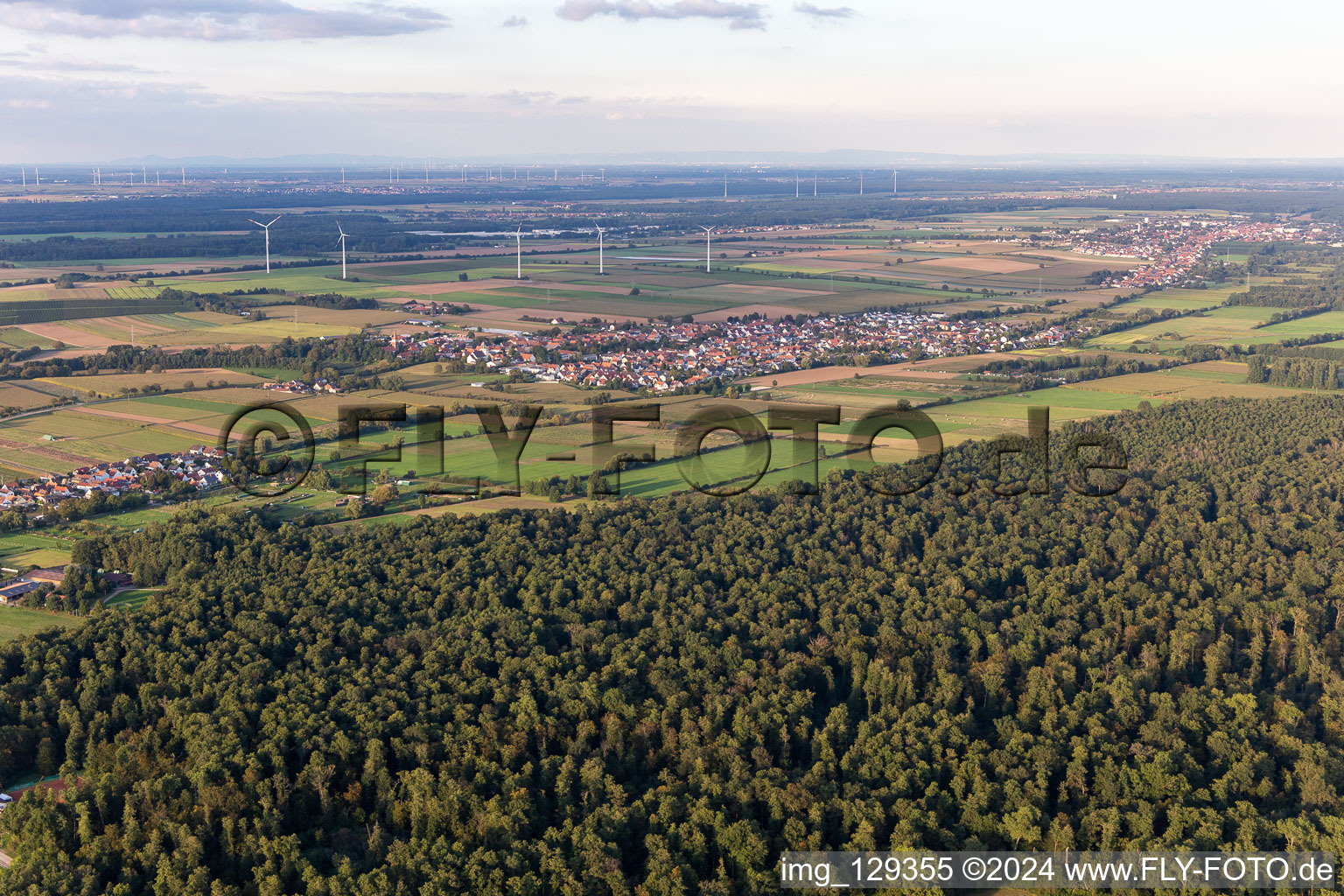 Minfeld in the state Rhineland-Palatinate, Germany from above