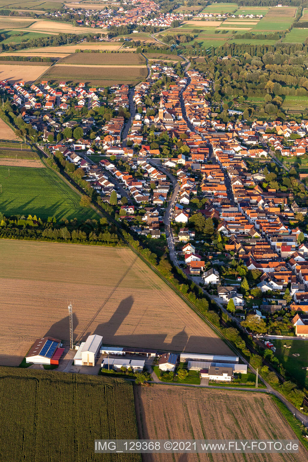Drone recording of District Schaidt in Wörth am Rhein in the state Rhineland-Palatinate, Germany