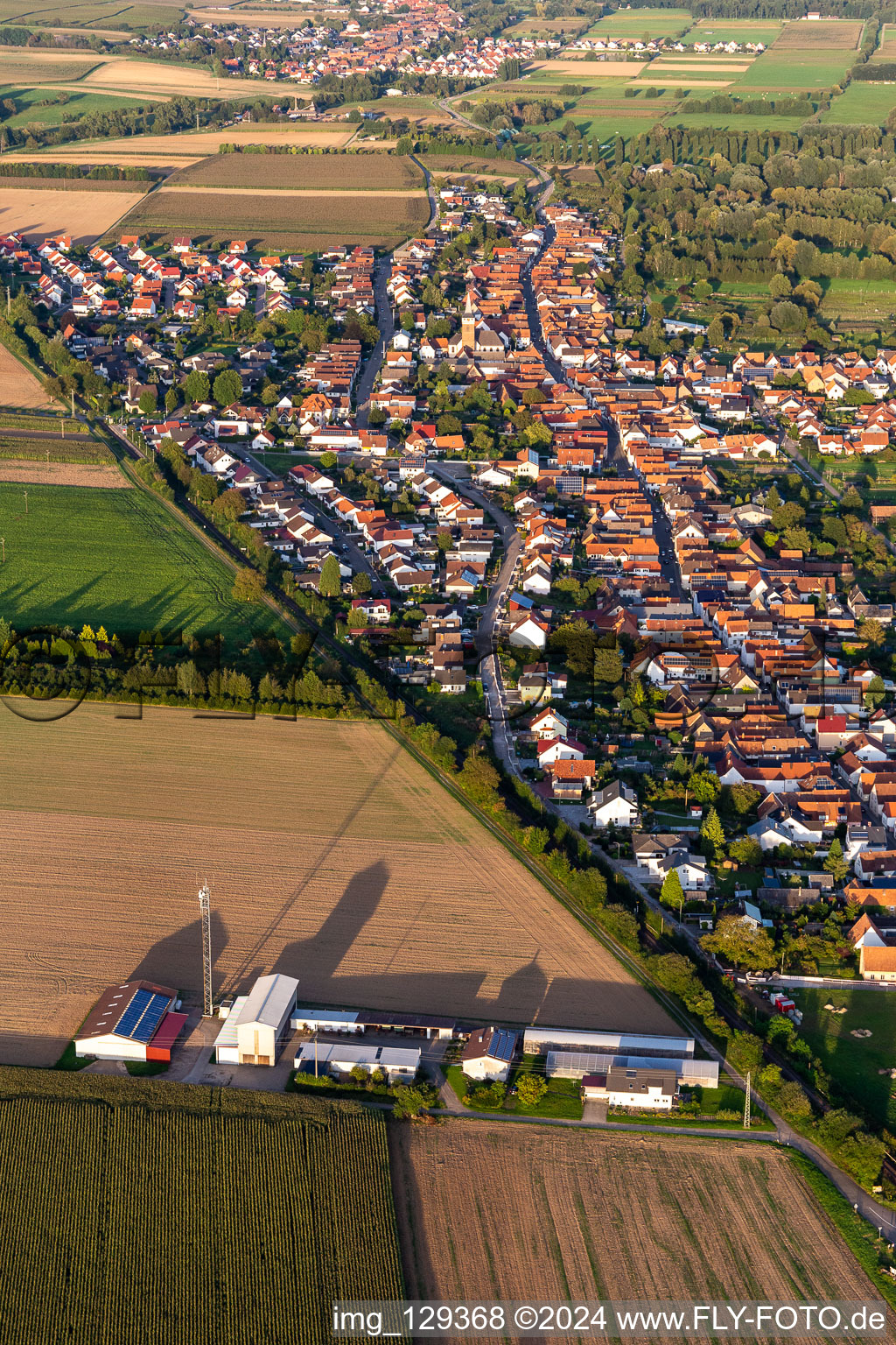 Drone recording of District Schaidt in Wörth am Rhein in the state Rhineland-Palatinate, Germany