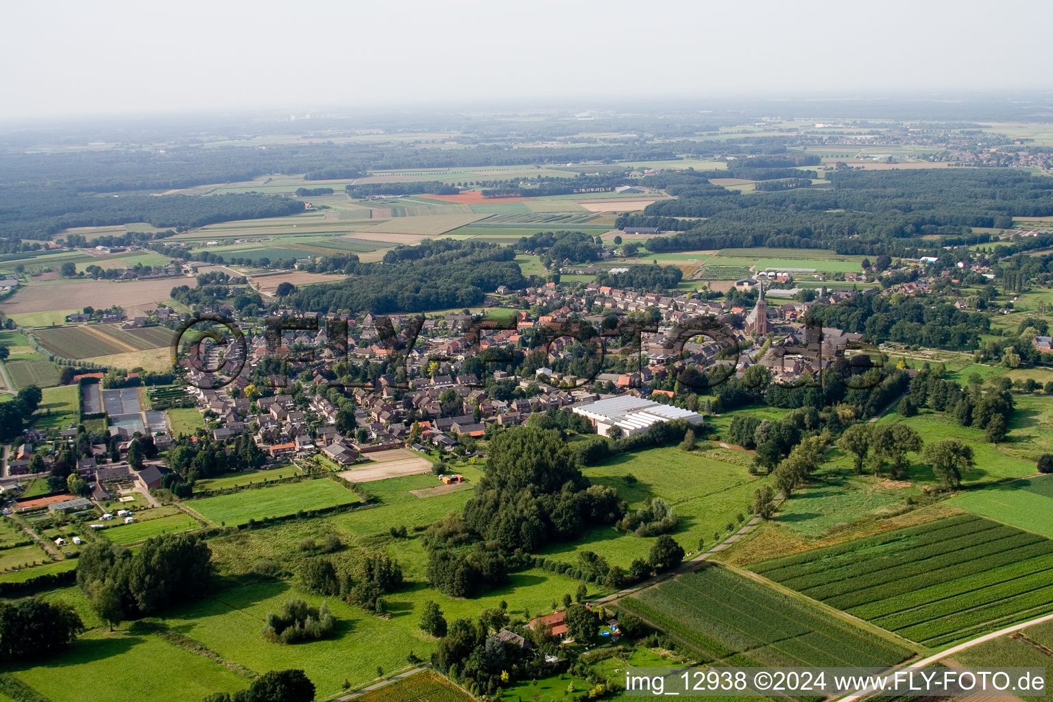 Aerial view of Lomm in the state Limburg, Netherlands