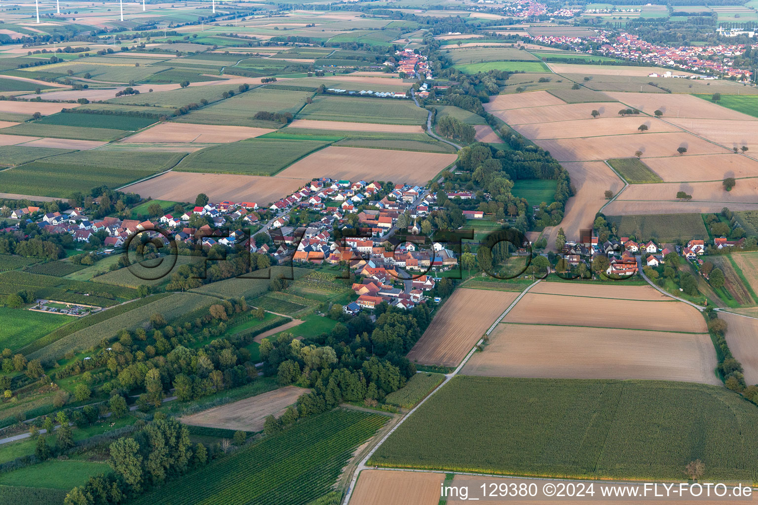 District Kleinsteinfeld in Niederotterbach in the state Rhineland-Palatinate, Germany viewn from the air