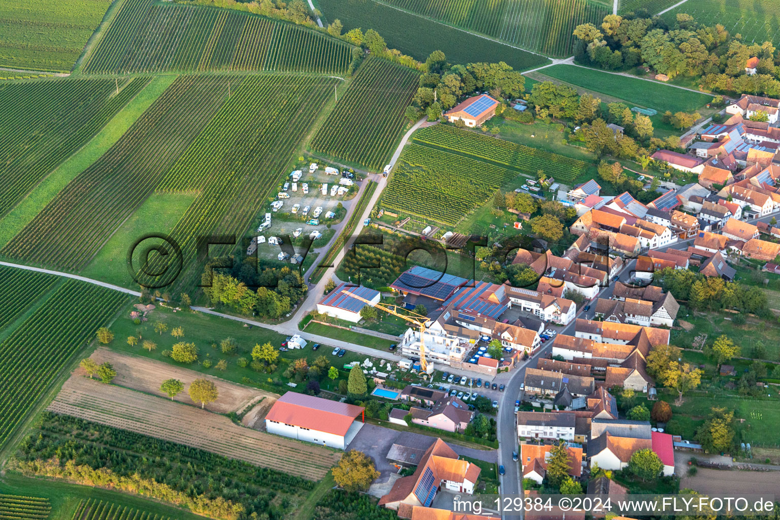 Oblique view of Motorhome parking in Dierbach in the state Rhineland-Palatinate, Germany