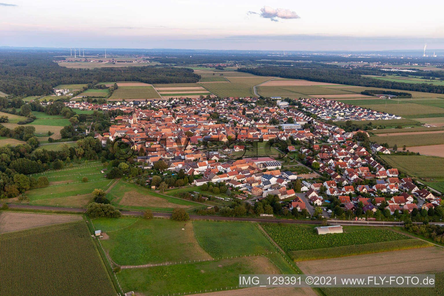 Aerial view of Winden in the state Rhineland-Palatinate, Germany