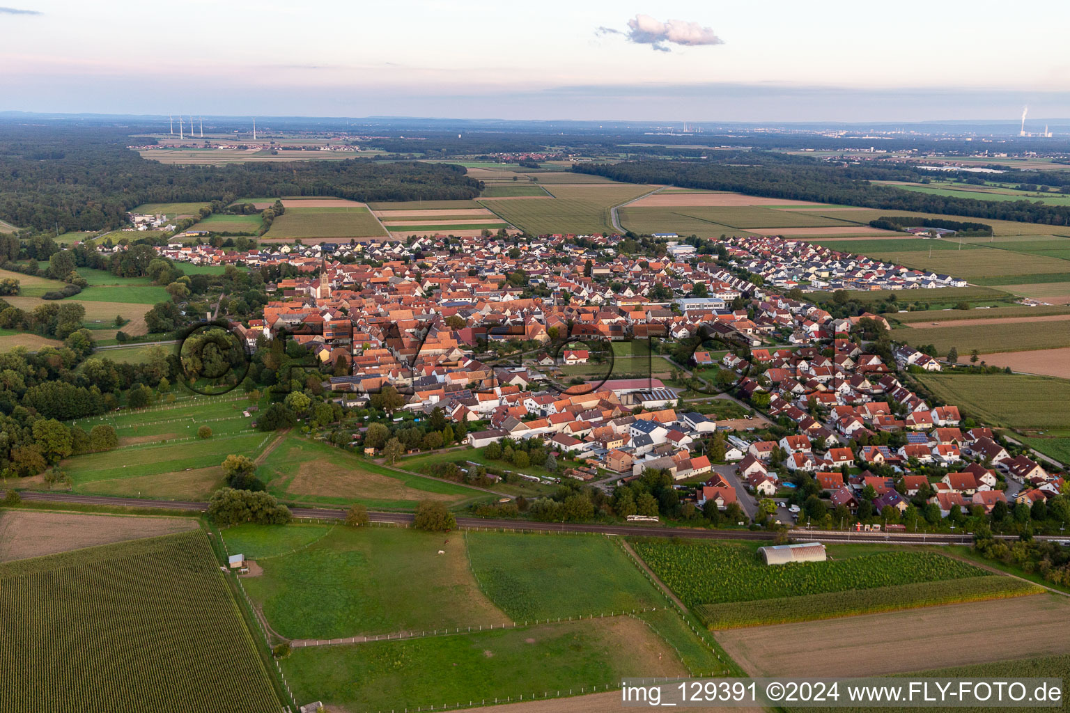 Aerial view of Winden in the state Rhineland-Palatinate, Germany