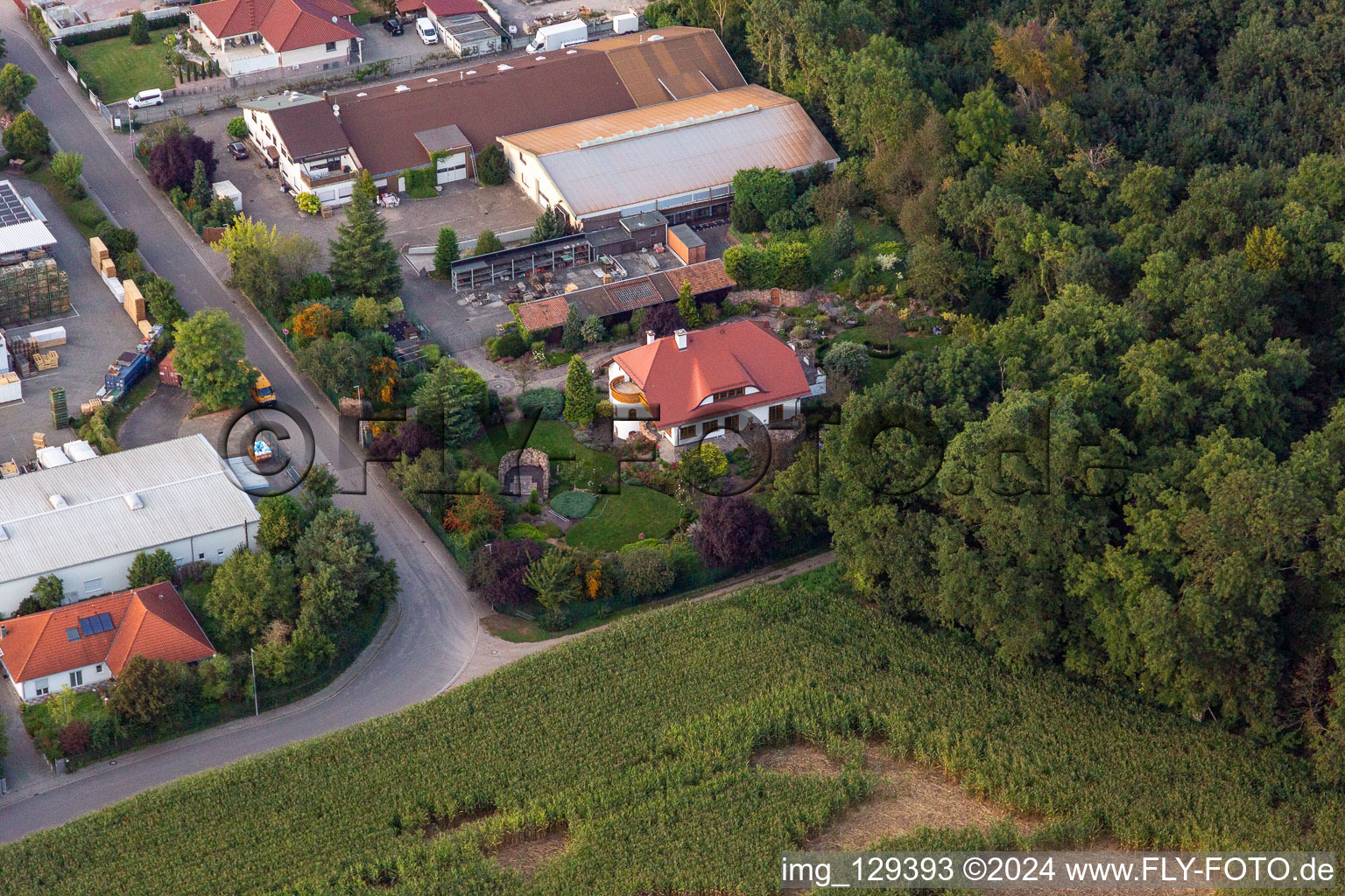 Große Ahlmühle industrial area in Rohrbach in the state Rhineland-Palatinate, Germany from above