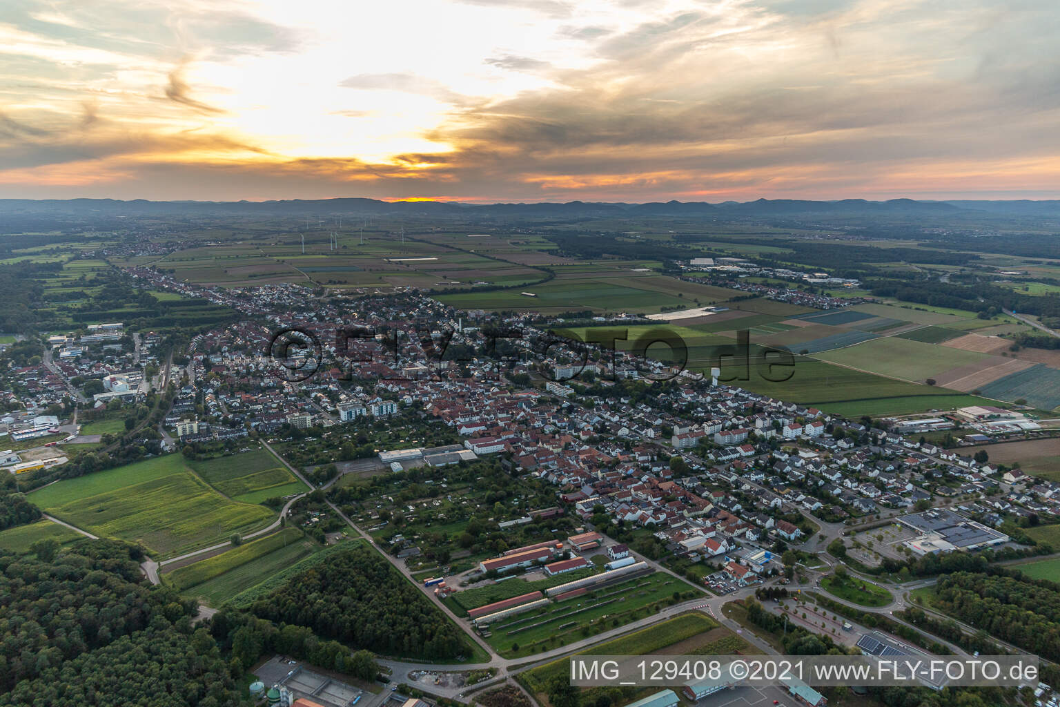 Drone recording of Kandel in the state Rhineland-Palatinate, Germany