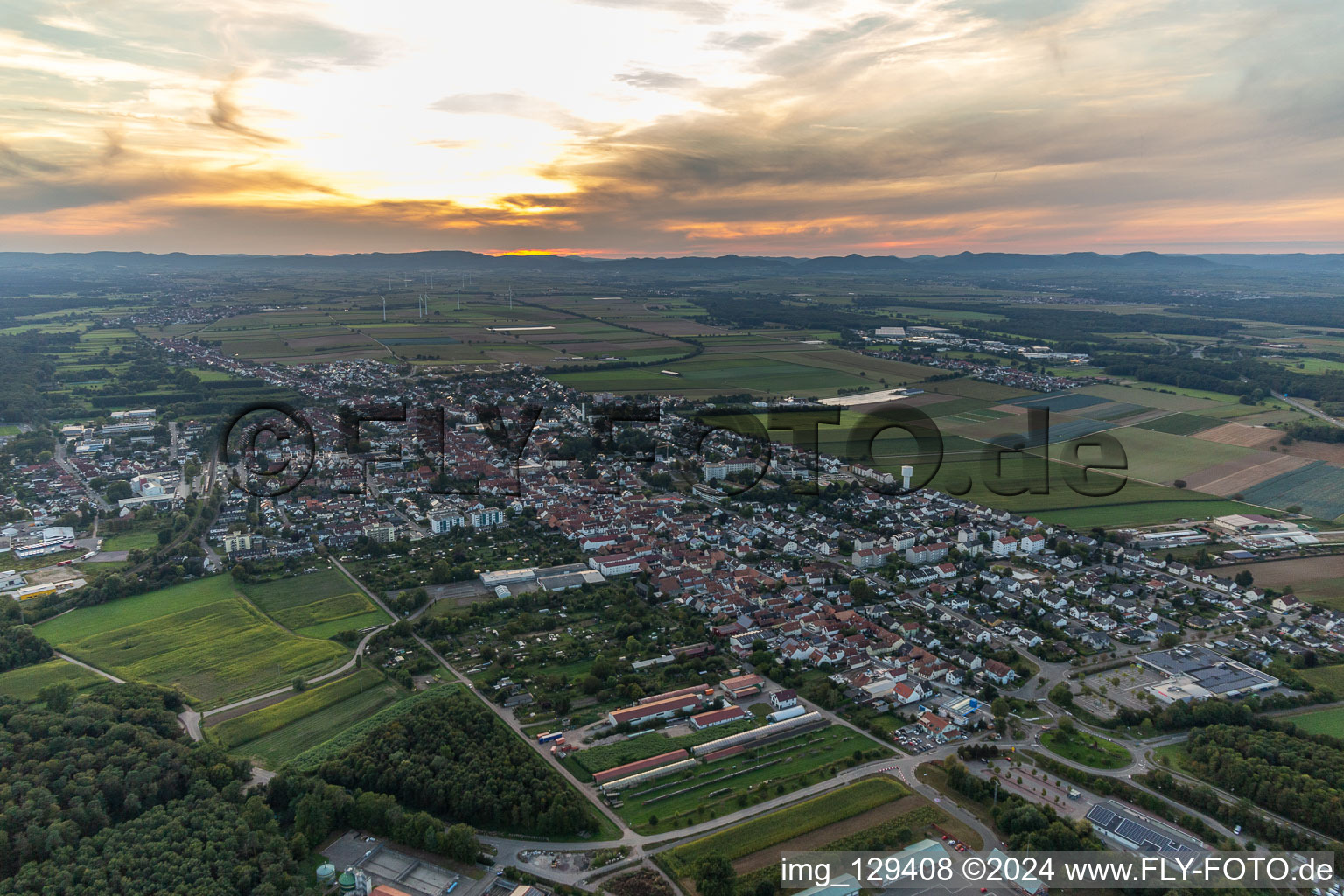 Drone recording of Kandel in the state Rhineland-Palatinate, Germany