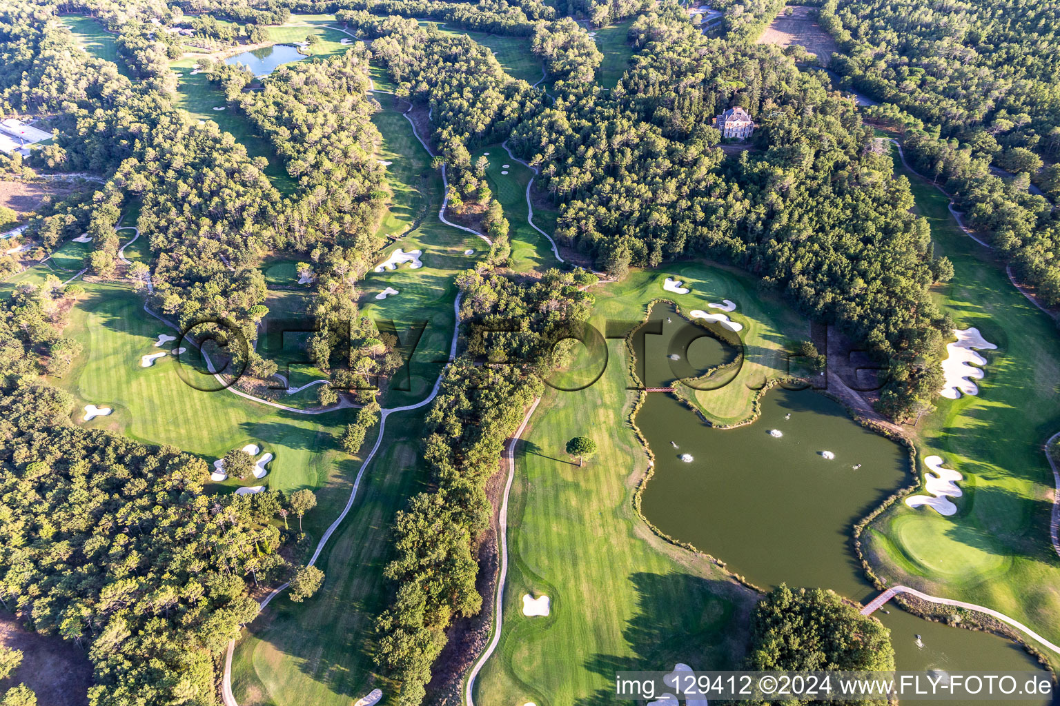 Oblique view of Grounds of the Golf course at of Ressort Terre Blanche in Tourrettes in Provence-Alpes-Cote d'Azur, France
