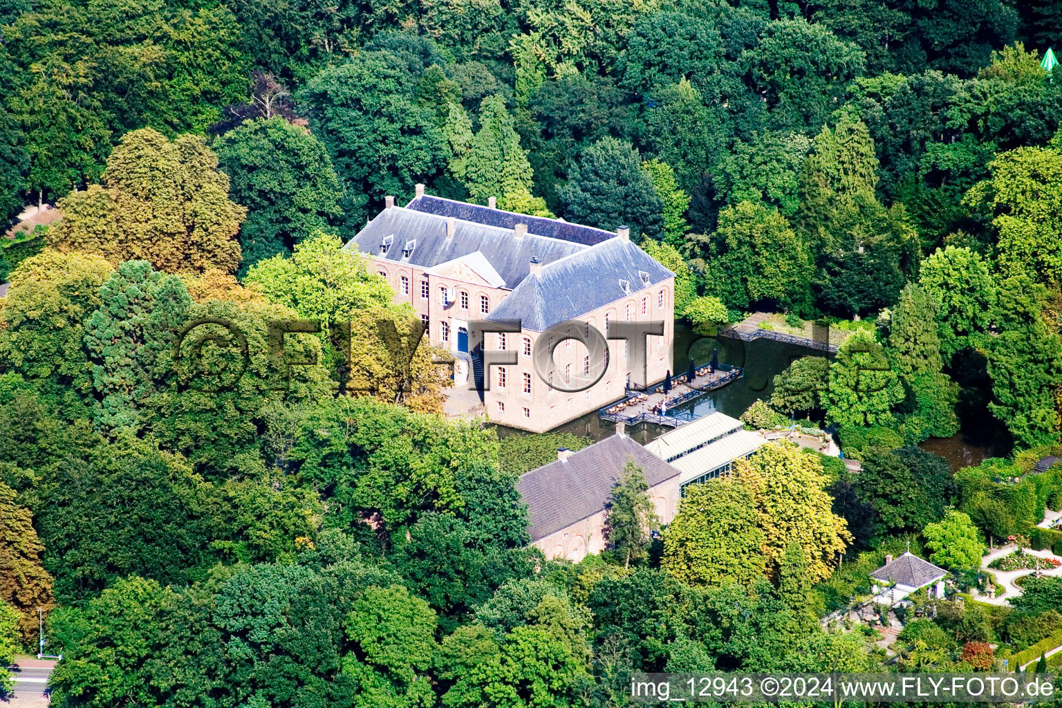 Aerial view of Arcen in the state Limburg, Netherlands