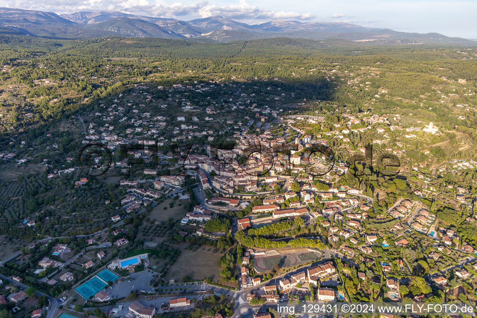 Fayence in the state Var, France from above