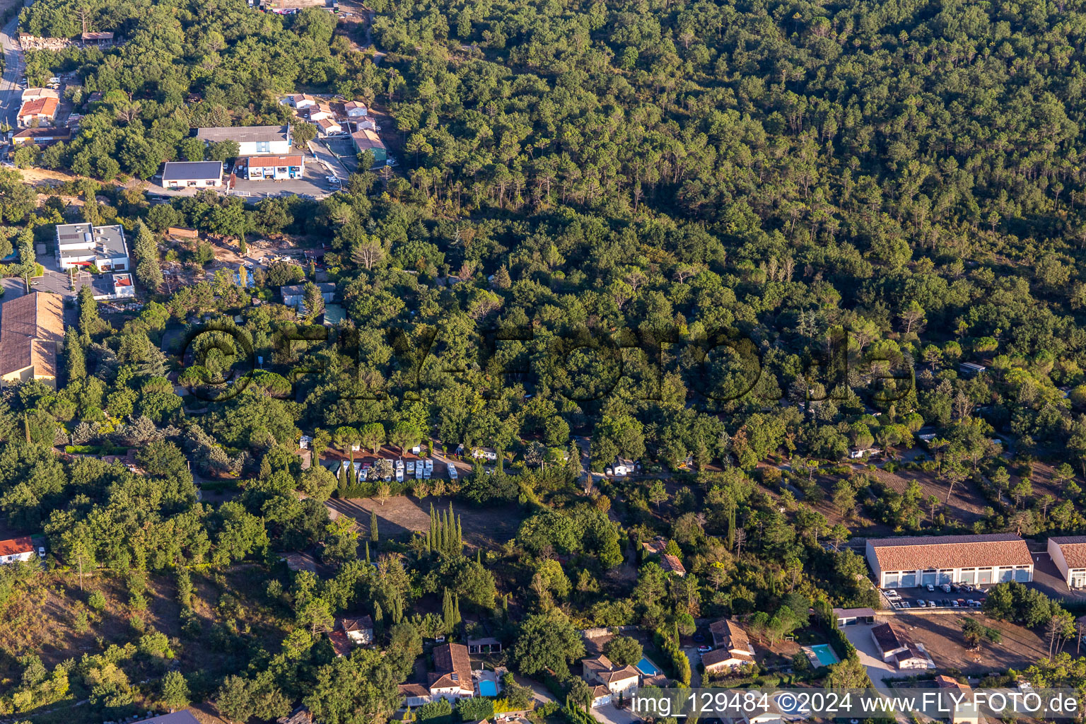 Aerial view of Camping Caravaning du Lac in Montauroux in the state Var, France