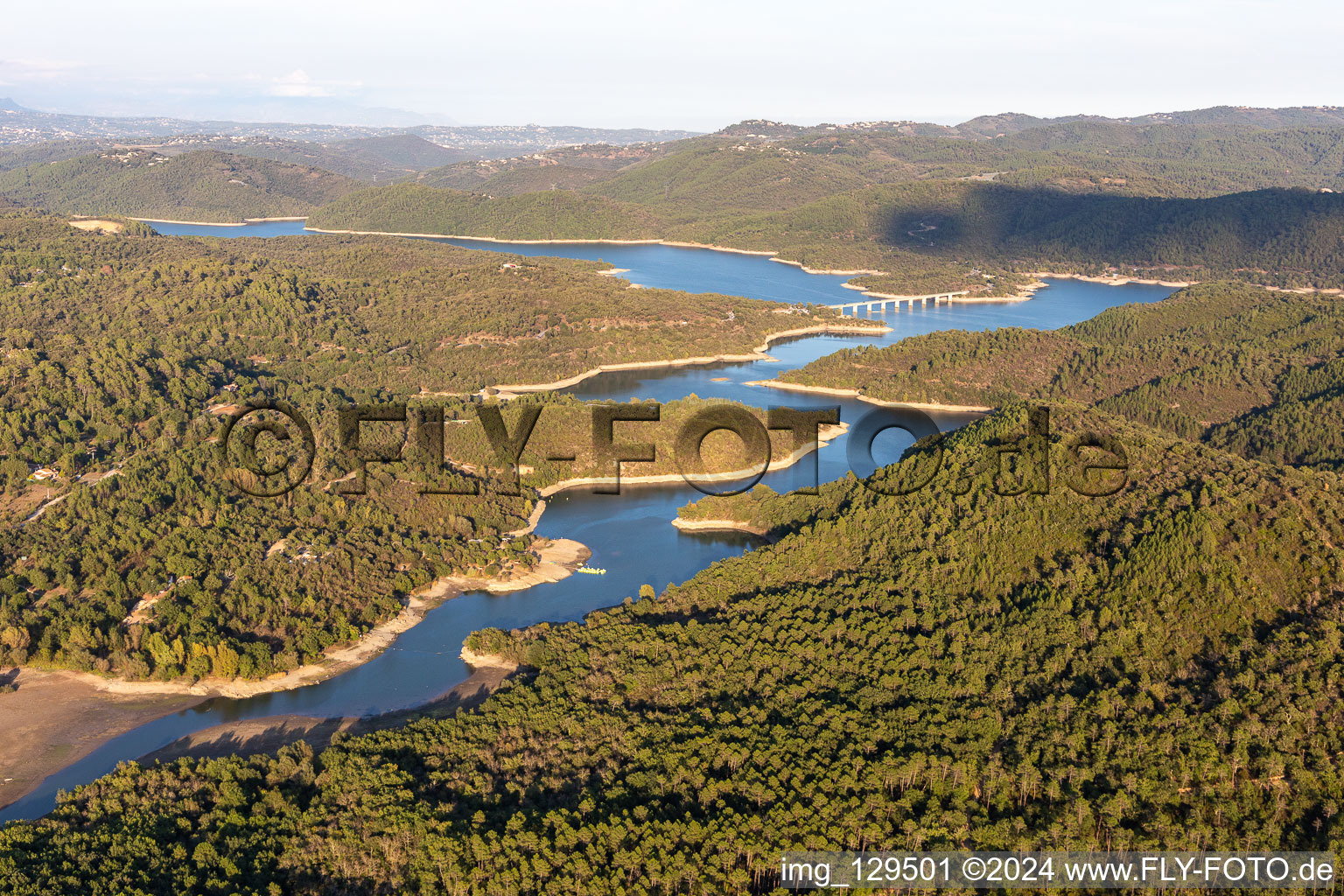 Aerial photograpy of Reservoir: Lac Cassien - Faience in Montauroux in the state Var, France