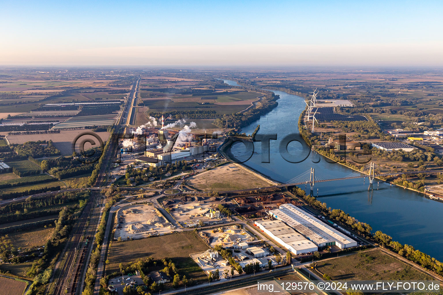 Port facilities on the banks of the river course of the Rhone in Tarascon in Provence-Alpes-Cote d'Azur, France