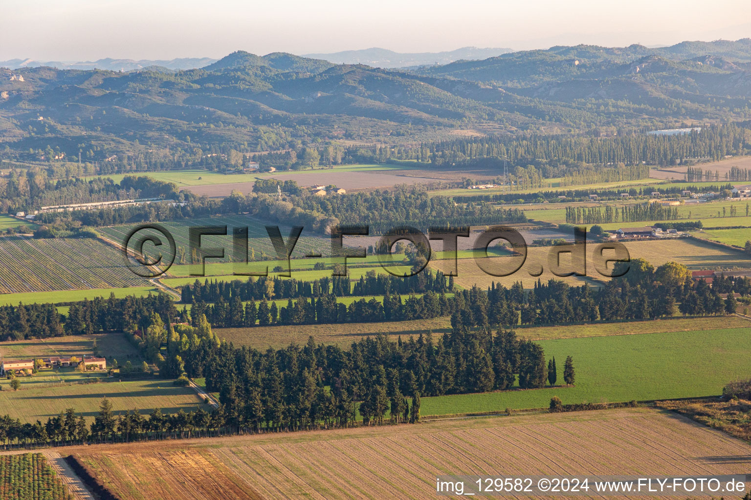 Wind-protected fields in Tarascon in the state Bouches du Rhone, France