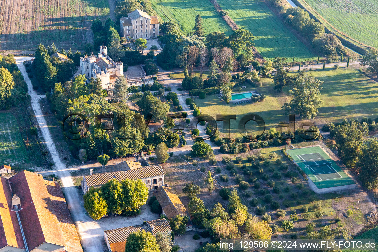 Aerial view of Clamasix Domaine Breuil in Graveson in the state Bouches du Rhone, France