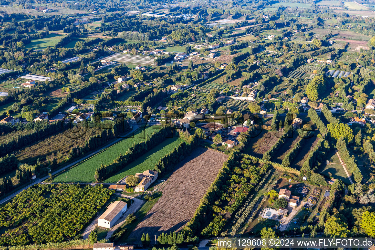 Aerial view of District Partie Nord Est in Saint-Rémy-de-Provence in the state Bouches du Rhone, France