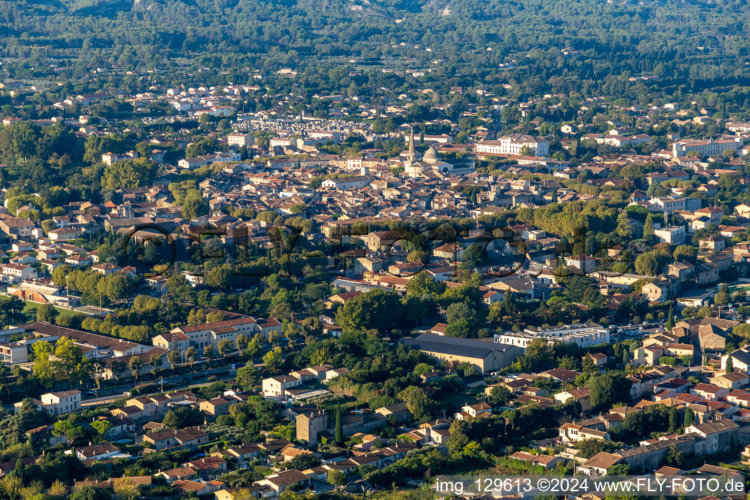 Aerial view of Saint-Rémy-de-Provence in the state Bouches du Rhone, France