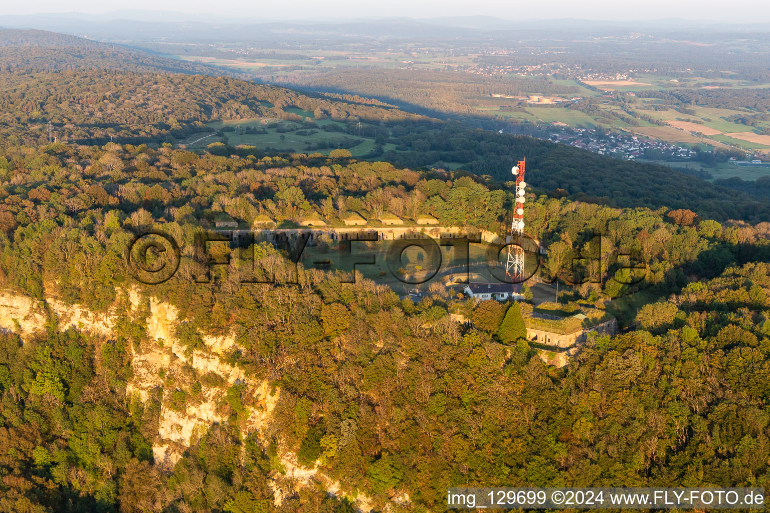 Aerial view of Fort Montfaucon in Montfaucon in the state Doubles, France