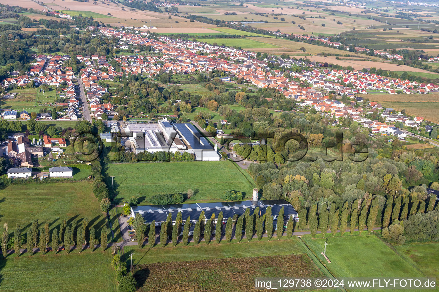 Bird's eye view of Webasto Mechatronics in the district Schaidt in Wörth am Rhein in the state Rhineland-Palatinate, Germany